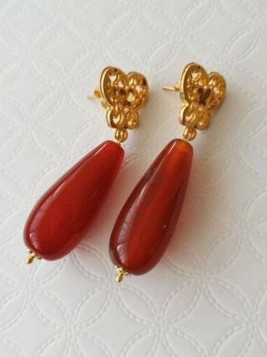 orecchini pietre dure goccia corniola