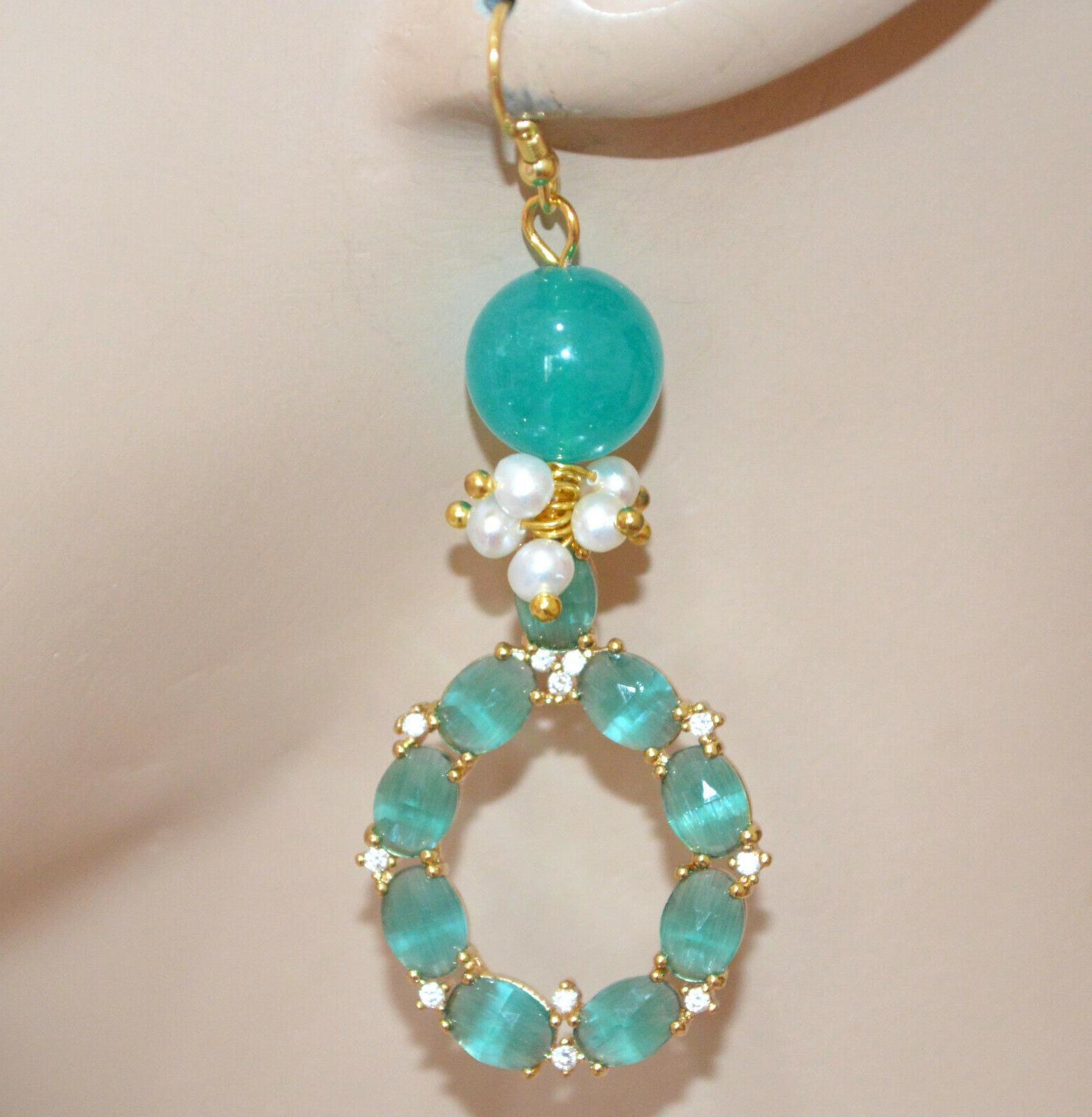 orecchini pietre verdi donna oro perle argento