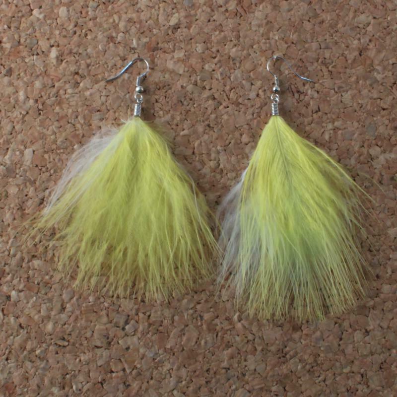 orecchini piuma grandi bicolore giallo bianco