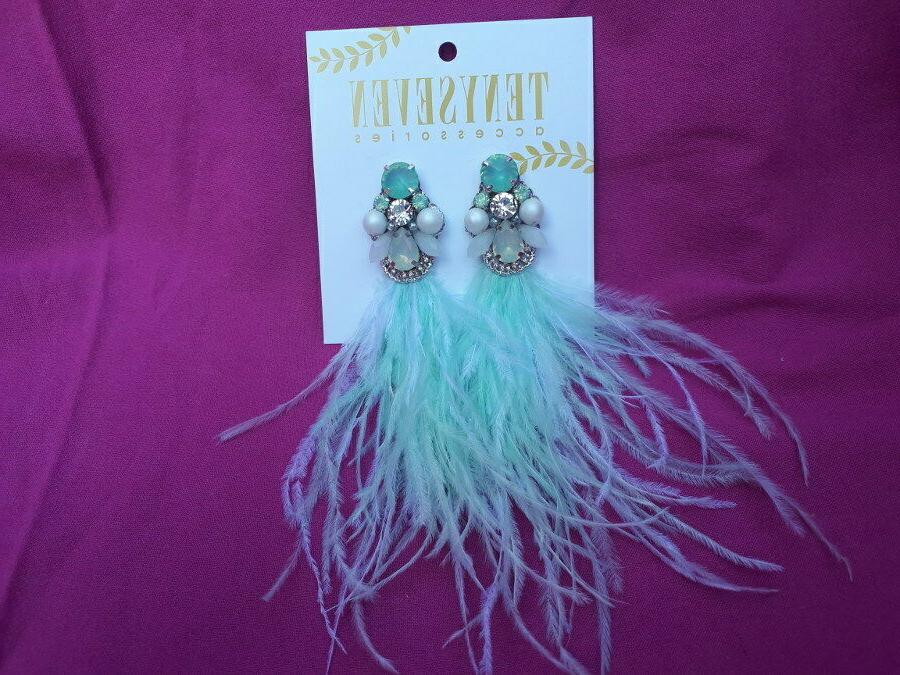 orecchini piume strass perline handmade gioiello made