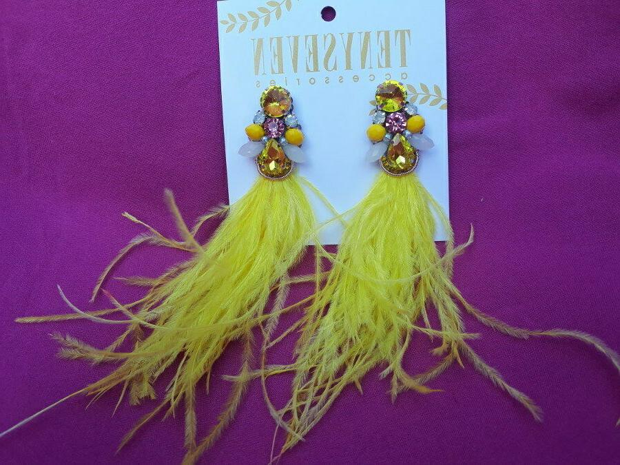 orecchini piume strass perline handmade gioiello moderno