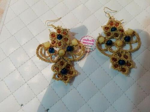 orecchini pizzo chiacchierino oro con e pietre