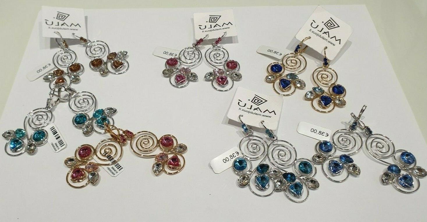 orecchini ponte molla in ottone con strass