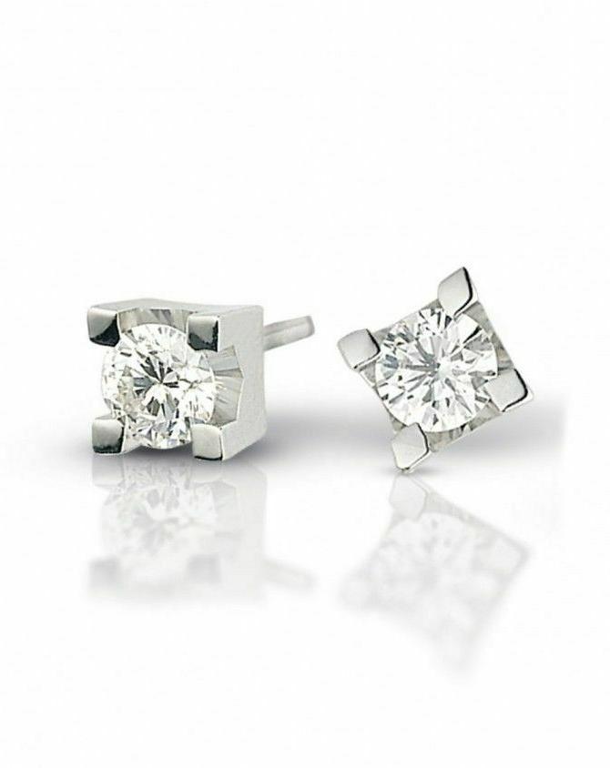 orecchini punto luce in oro bianco 18