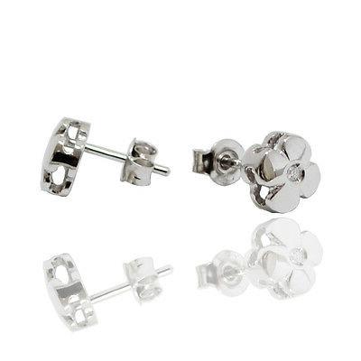 orecchini punto luce quadrifoglio in oro bianco