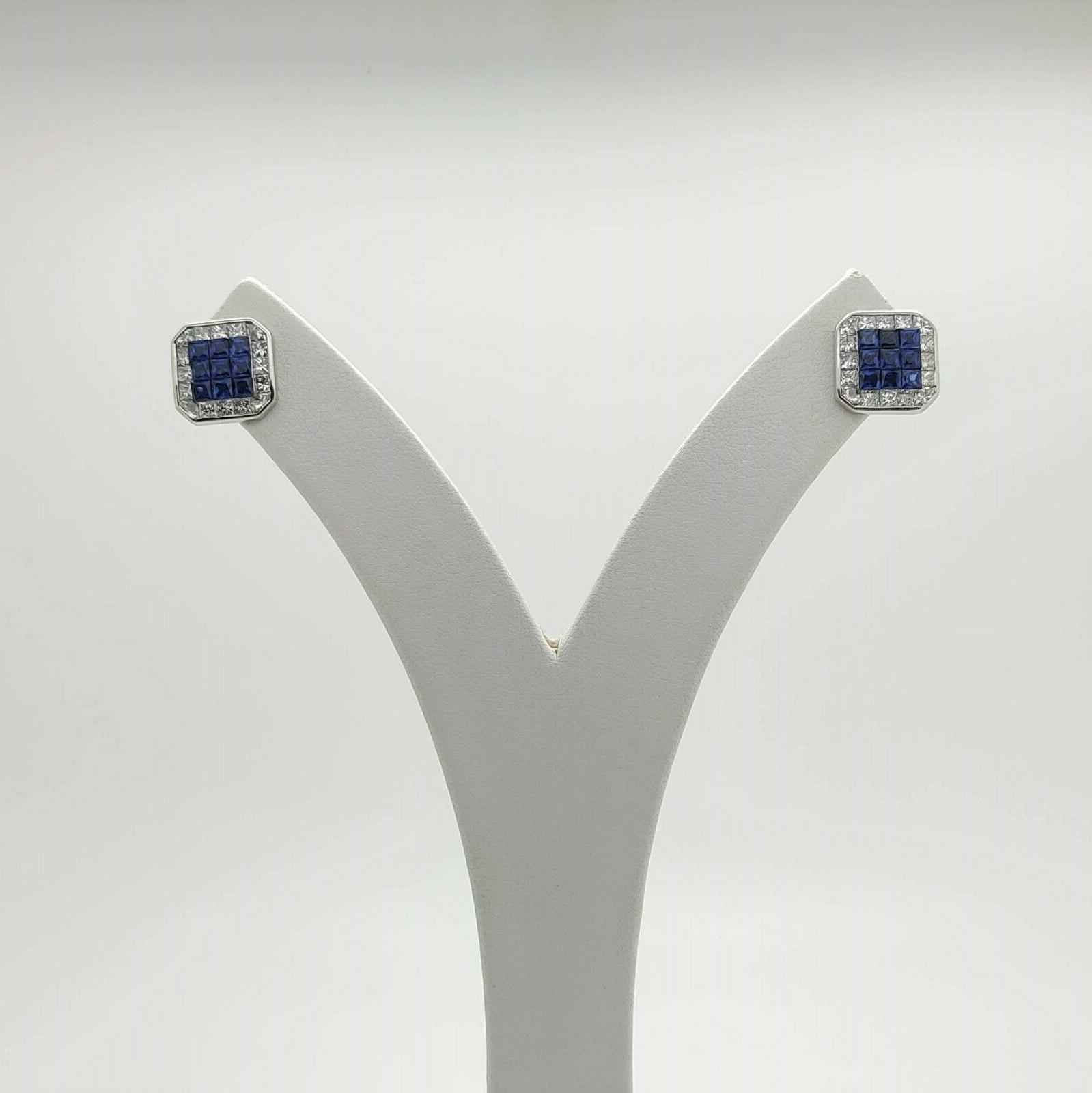 orecchini quadrati con zaffiri e diamanti in