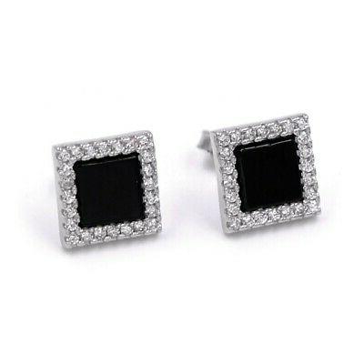 orecchini quadrati in argento 925 con pietra
