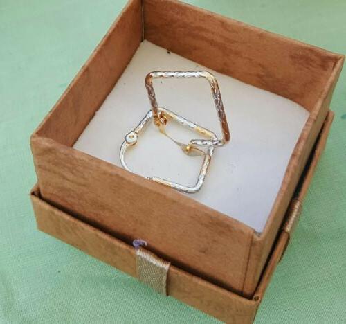 orecchini quadrati placcati in oro giallo e