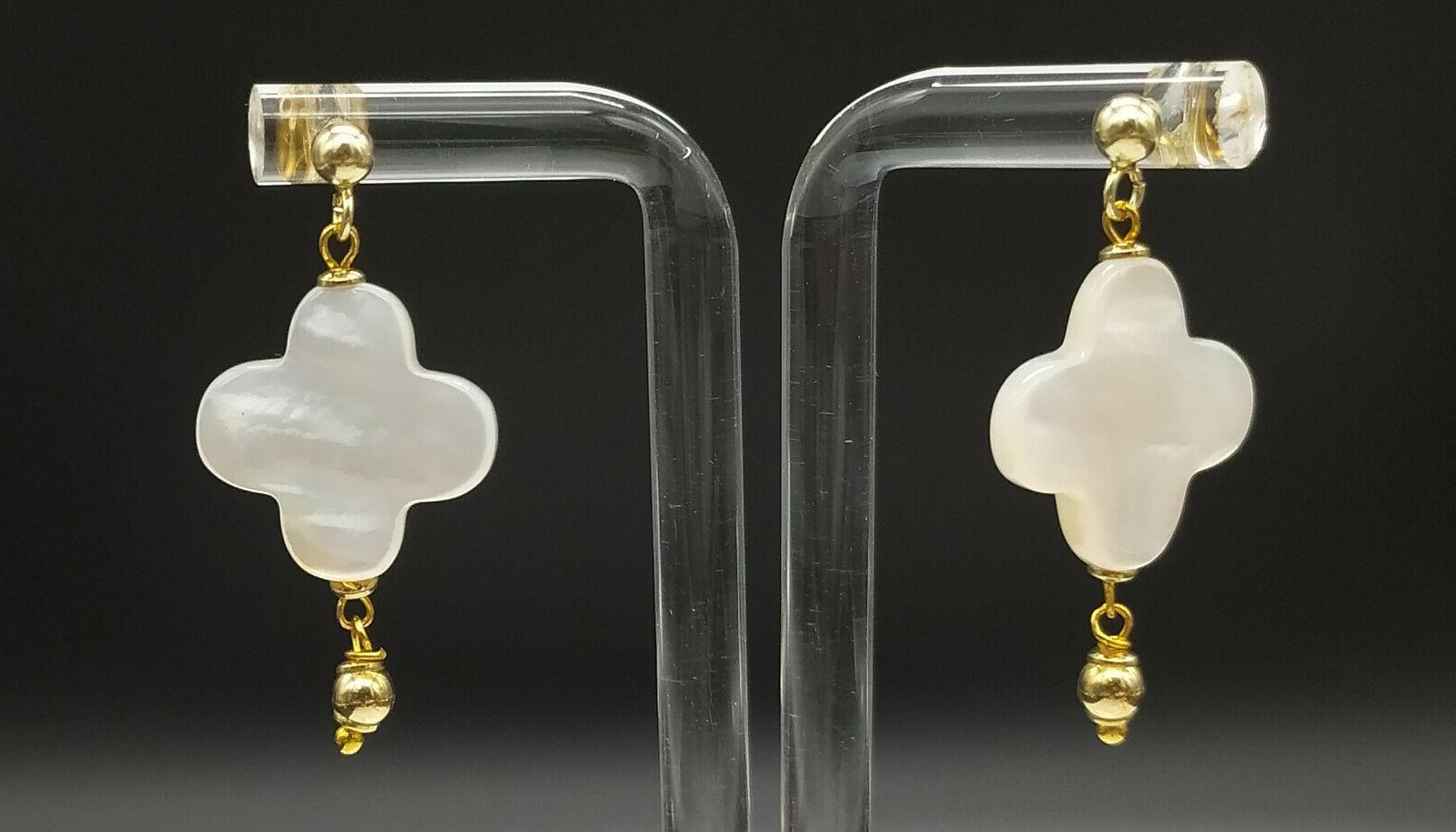 orecchini quadrifoglio madreperla argento portafortuna