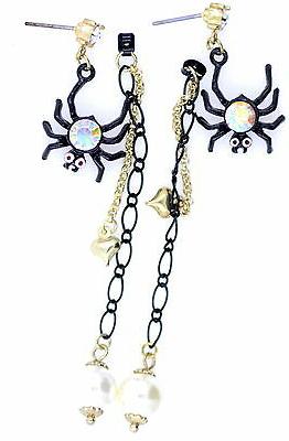 orecchini ragno nero stile goth punk appesi