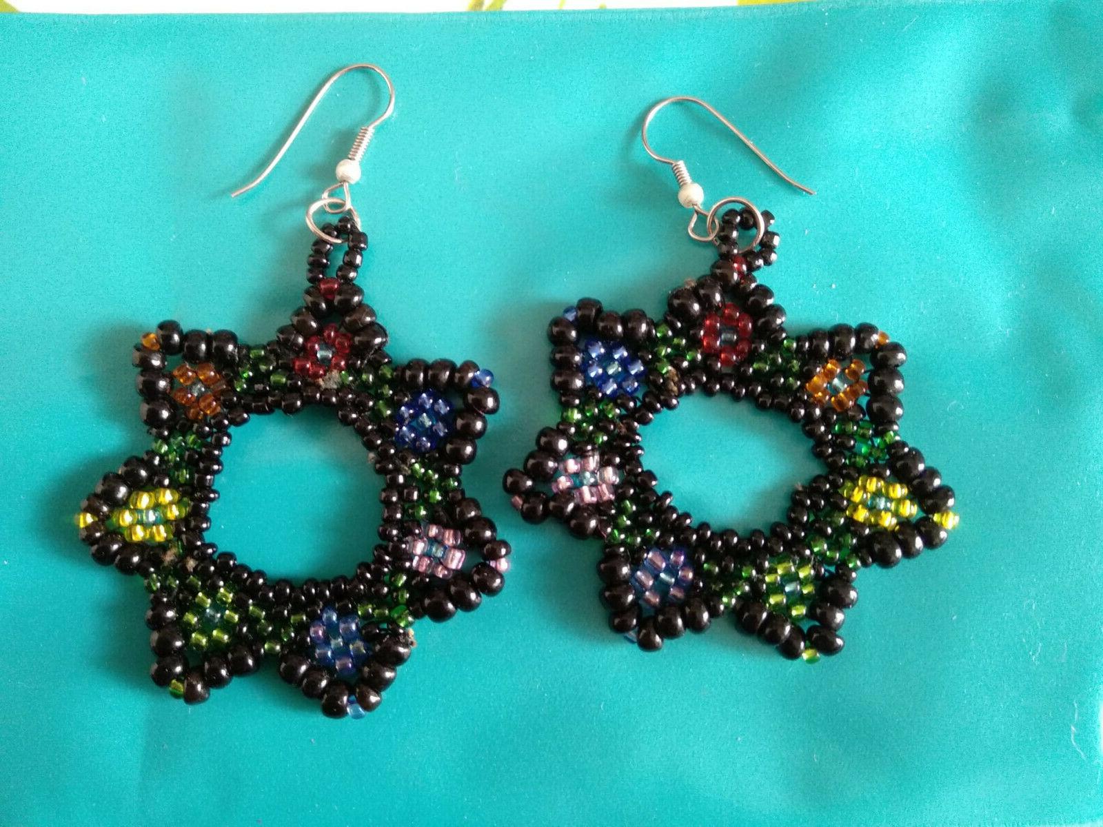 orecchini rainbow flowers v black handmade