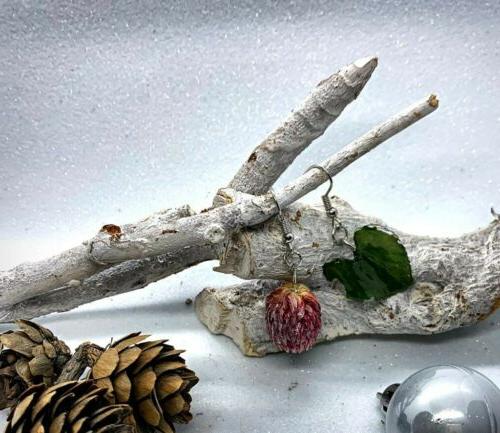 orecchini resina edera e fiori veri