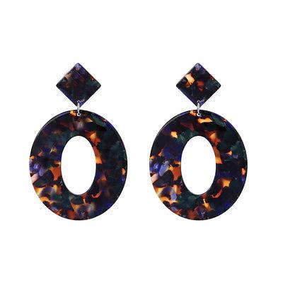 orecchini resina motivo tartaruga geometrica ovale marrone