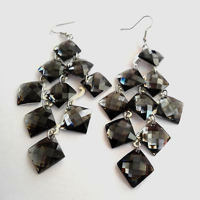 orecchini retro donna pendenti colore argento quadrati