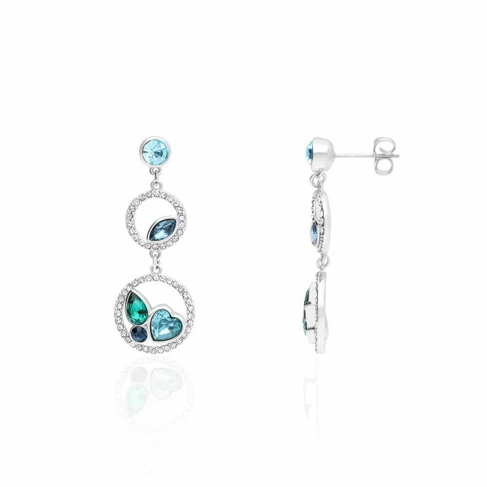 orecchini rodiato con cuore pietre azzurre e
