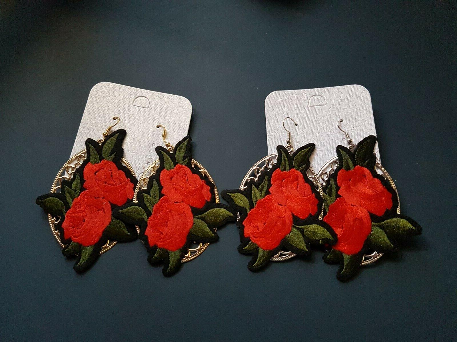 orecchini rosa cammeo ricamato 8x6 5 cm