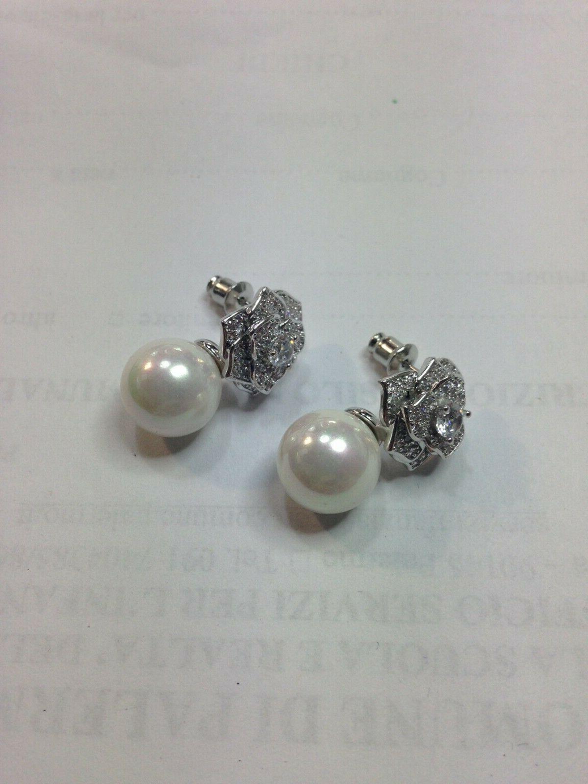 orecchini rosa con zirconi e perla mfo0349