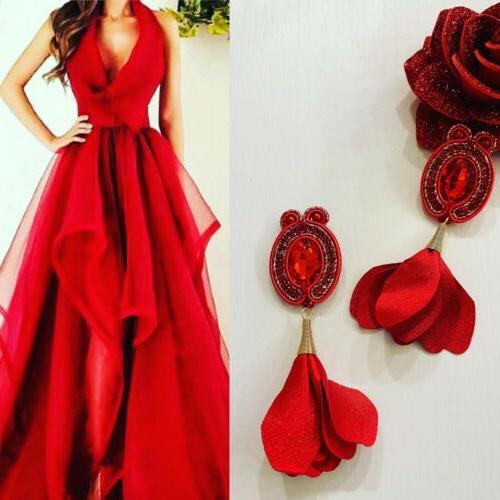 orecchini rosso oro natale 2020 soutache pendenti
