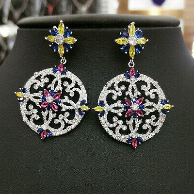 orecchini rotondi quadrifoglio pizzo placcato oro bianco