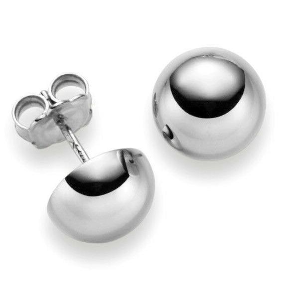 orecchini semisfera 10mm 750 oro bianco liscio