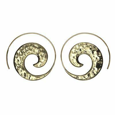 orecchini spirali tribali finitura martellato boho ottone