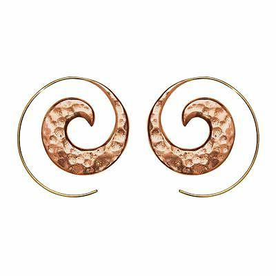 orecchini spirali tribali martellato boho ottone dorato