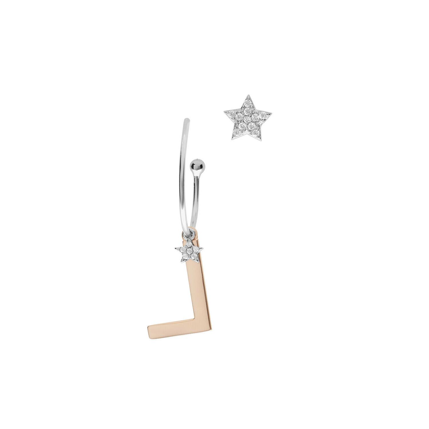orecchini stella lettera l in argento 925