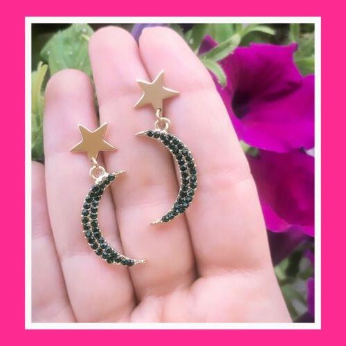 orecchini stelle in color oro con luna