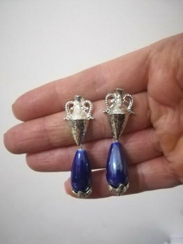 orecchini stile greco romano anfora giara blu