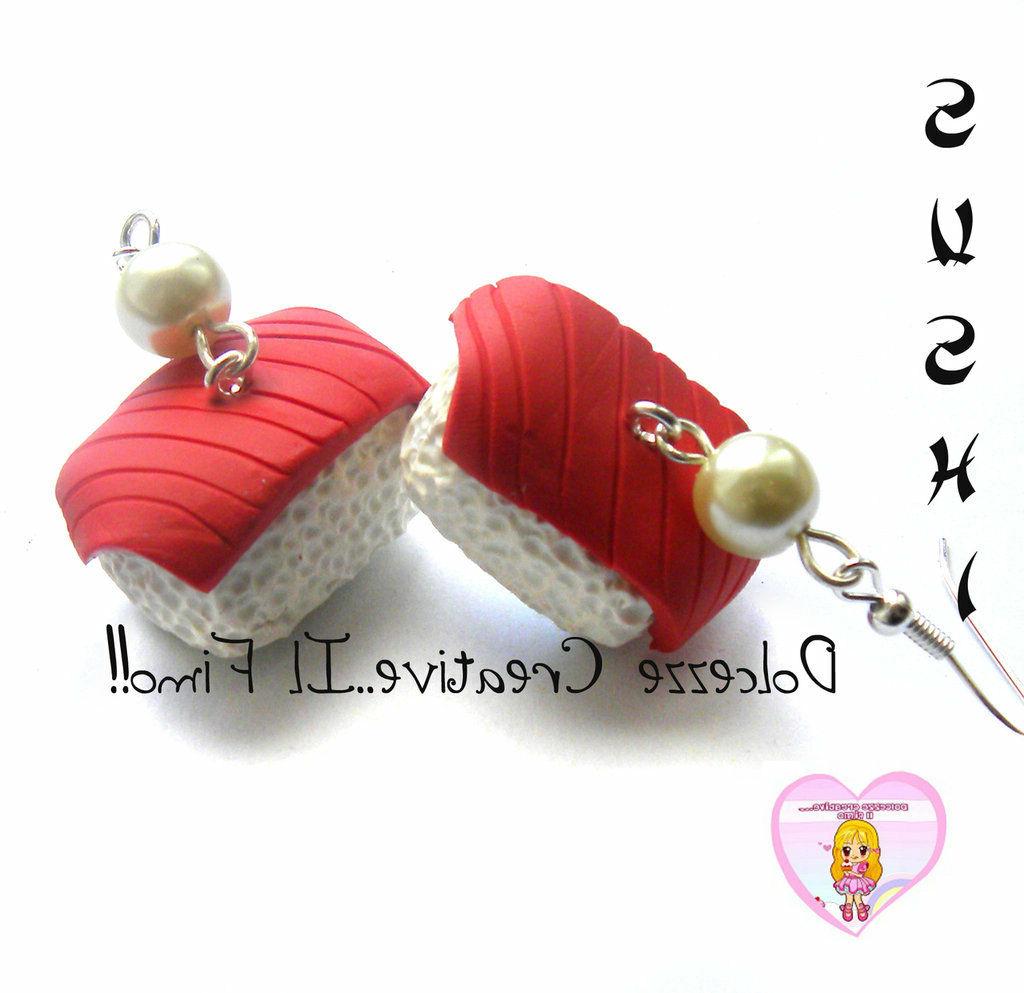 orecchini sushi maguro tonno miniature fimo kawaii