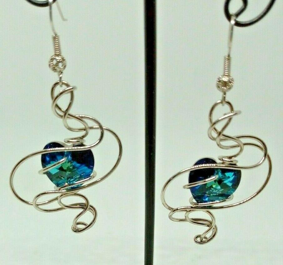 orecchini swarosvki elements cuore bermuda blu