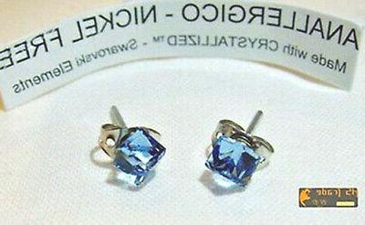 orecchini swarovski elements originali cubo azzurro cristall