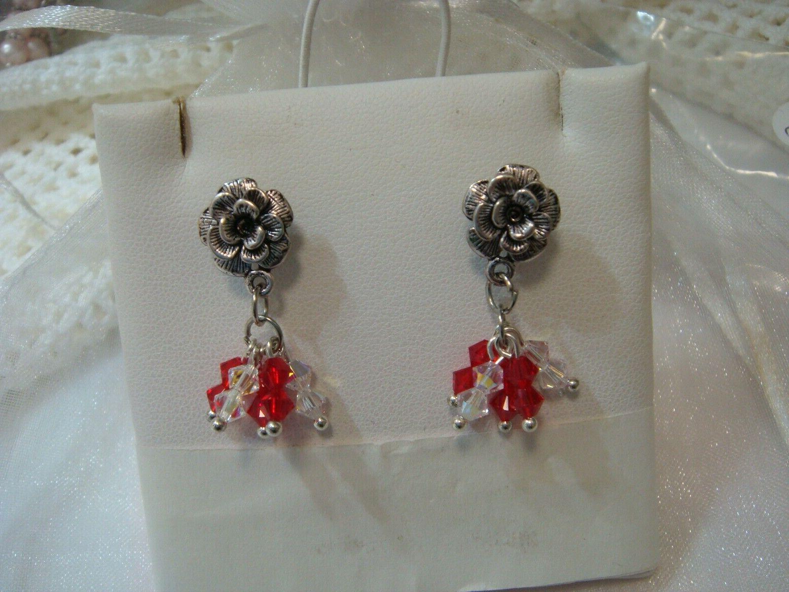 orecchini swarovski rossi e roselline tibet art