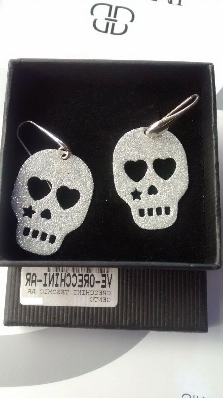orecchini teschi in argento massiccio 925 brillantati