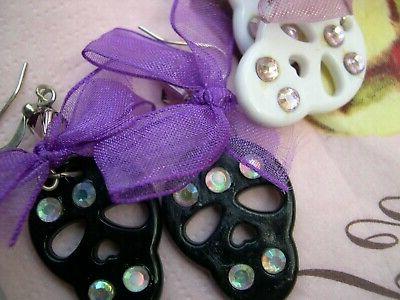 orecchini teschi swarovski neri o bianchi spedizione