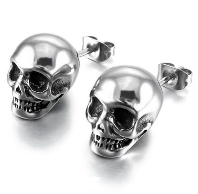 orecchini teschio argento placcato ossa earrings skull
