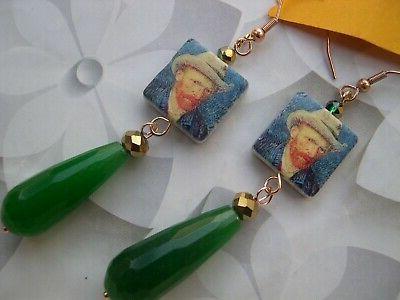 orecchini tipo van gogh agata verde earrings