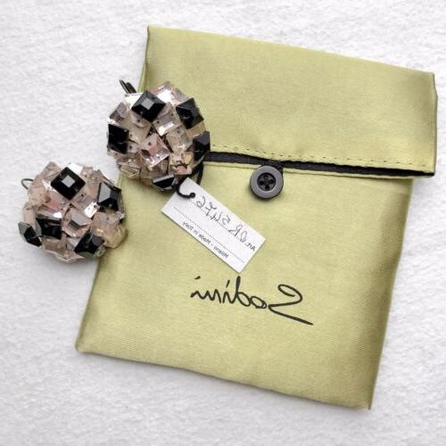 orecchini tondi rosa nero bigiotteria made in