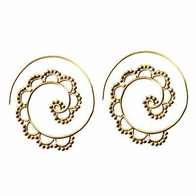 orecchini tribali ottone color oro a spirale