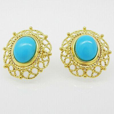 orecchini turchese naturale oro giallo 18 kt