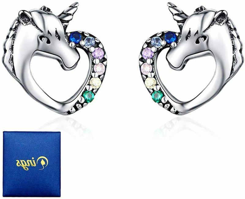 orecchini unicorno 925 sterline d argento abbaglianti