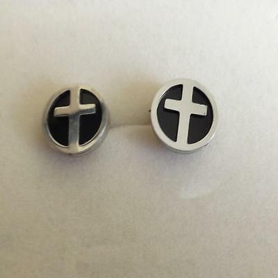 orecchini uomo bottone acciaio e nero con