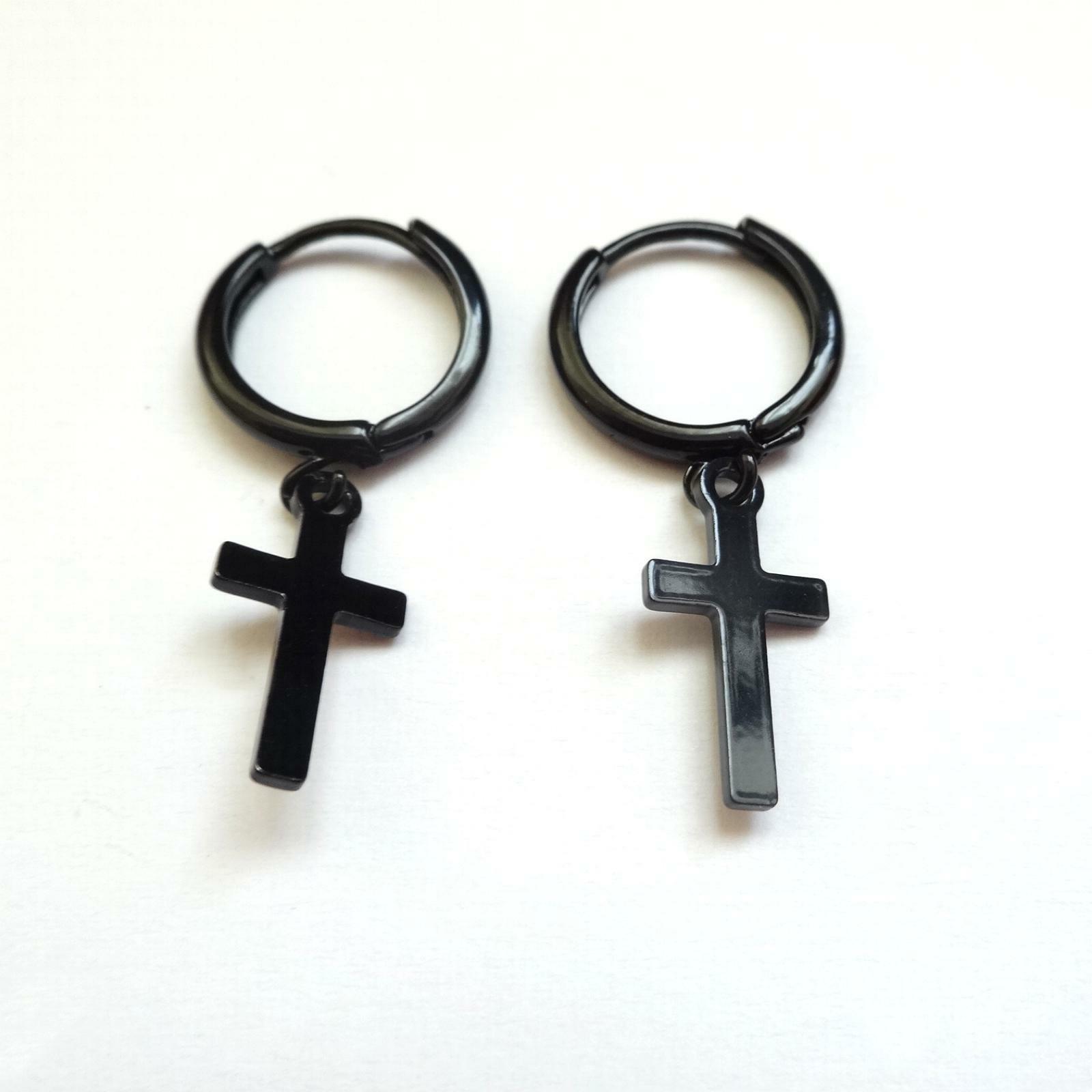 orecchini uomo cerchi colore acciaio nero con