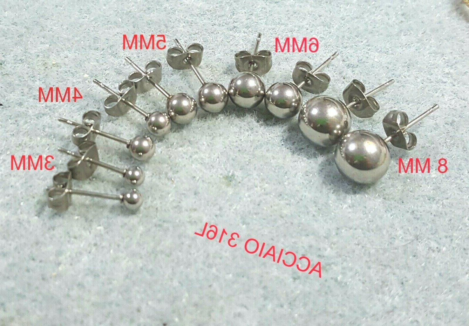 orecchini uomo donna in acciaio 316l pallina