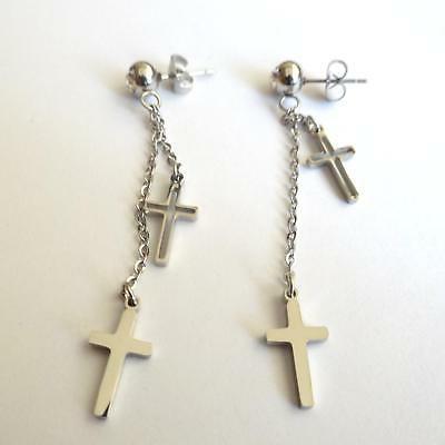 orecchini uomo donna pendenti in acciaio con