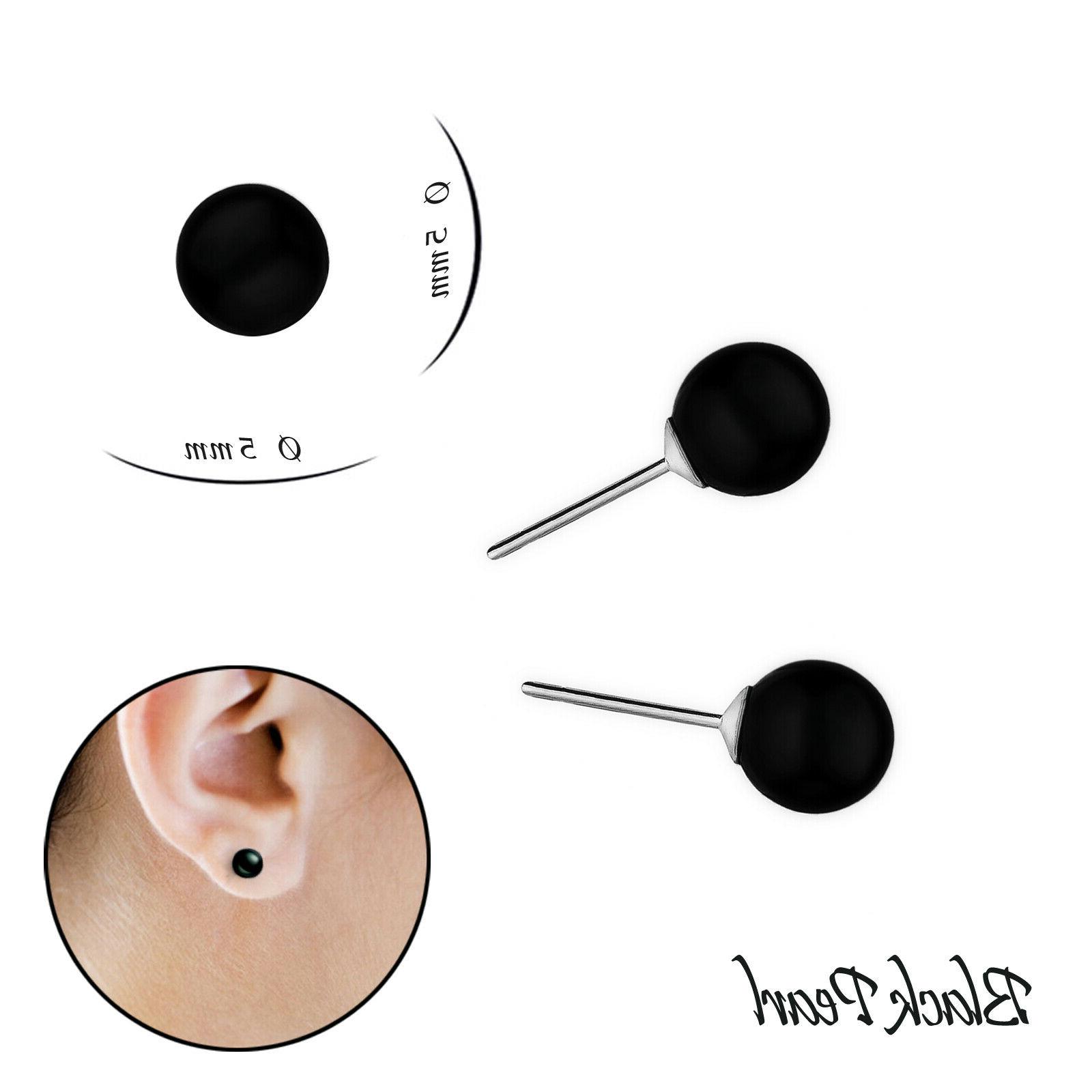 orecchini uomo donna perla nera lucida palla