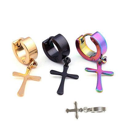 orecchini uomo donna unisex a cerchio croce