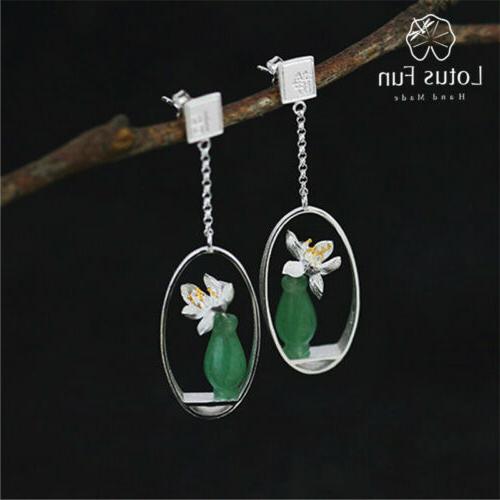 orecchini vaso di fiori di loto pietra