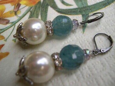 orecchini vintage acquamarina e perle earrings