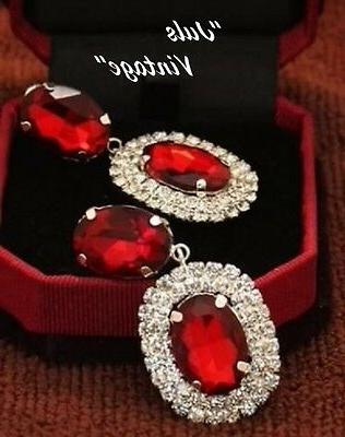 orecchini vintage grandi rubini topazi argento oro